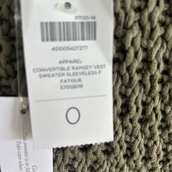 Chicos Convertible Ramsey Olive Green Vest Sweater Sleeveless NWT - Picture 8 of 12